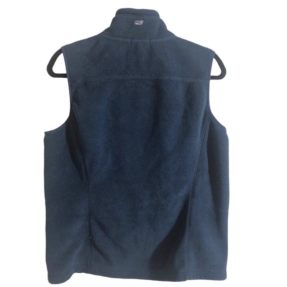 Vineyard Vines Navy Full Zip Sleeveless Fleece Vest Medium - Picture 3 of 9